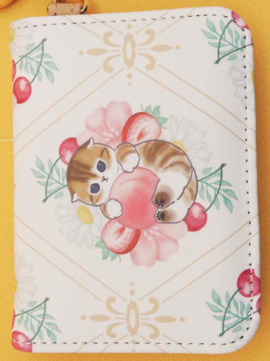 Mofusand - Porte Carte Chat Pêche Kawaii Blanc - Import Japon