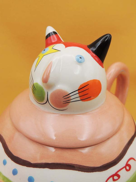 Théière Fantasie - Chat Rose & Vert - Céramique Vise Versa