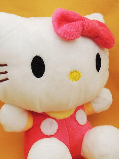Chat Noeud Rose Hello Kitty - Peluche Vintage Officielle 30cm