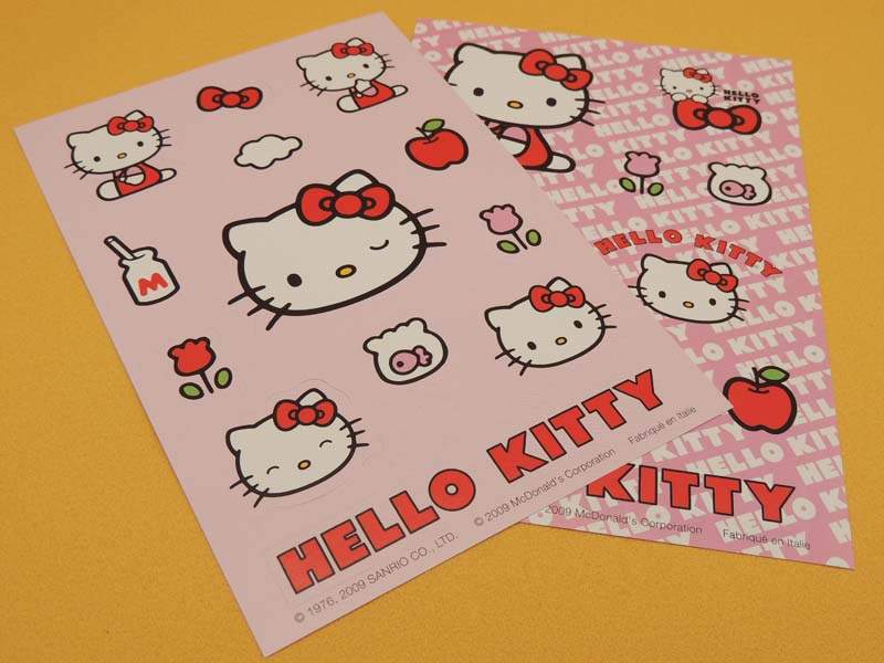 Hello Kitty Vintage Mc Donald's 2009 - 2 Planches Stickers Kawaii Chat