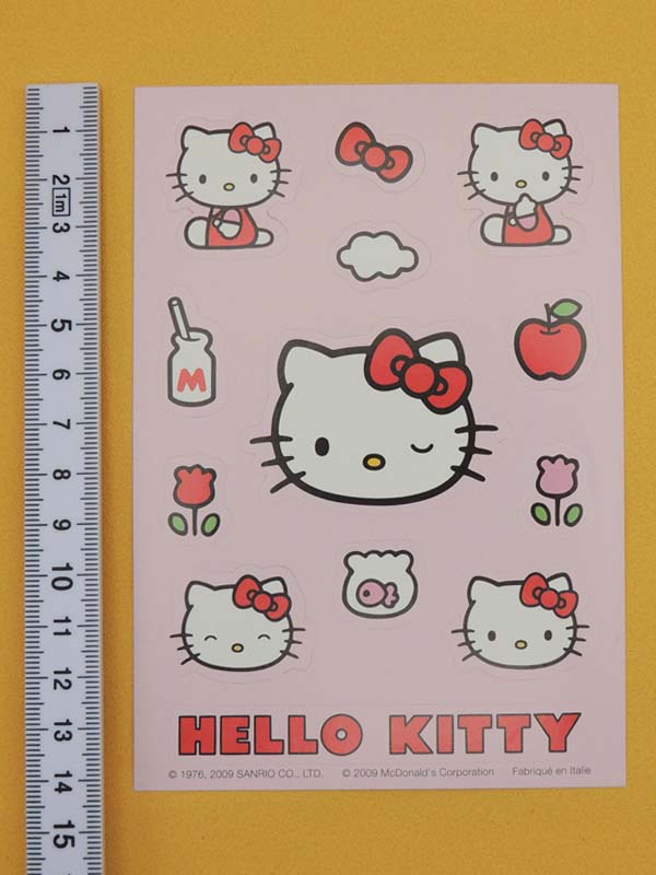 Hello Kitty Vintage Mc Donald's 2009 - 2 Planches Stickers Kawaii Chat