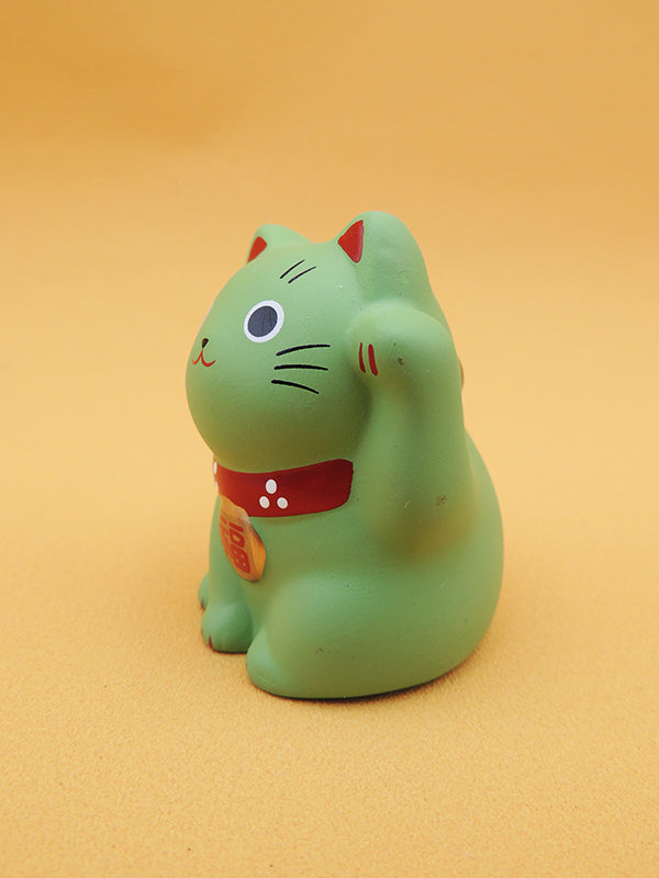 Maneki Neko - Chat Japonais Porte Bonheur Vert - Céramique (Import Japon)