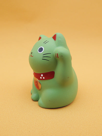 Maneki Neko - Chat Japonais Porte Bonheur Vert - Céramique (Import Japon)