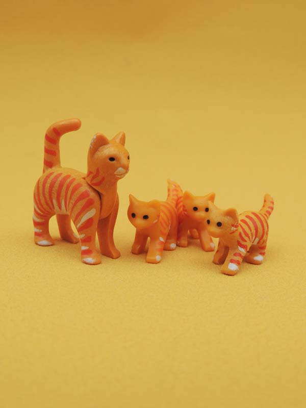 Maman Chat & Chatons Roux - Jouets Figurines Animaux Playmobil