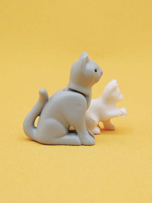Maman Chat Grise & Chaton Blanc - Jouets Figurines Animaux Playmobil