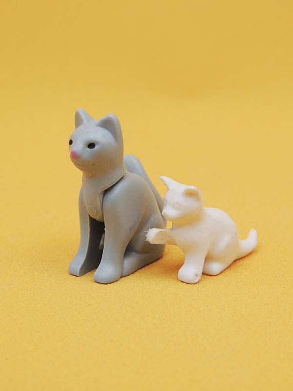 Maman Chat Grise & Chaton Blanc - Jouets Figurines Animaux Playmobil