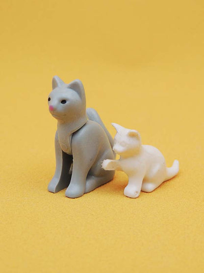 Maman Chat Grise & Chaton Blanc - Jouets Figurines Animaux Playmobil
