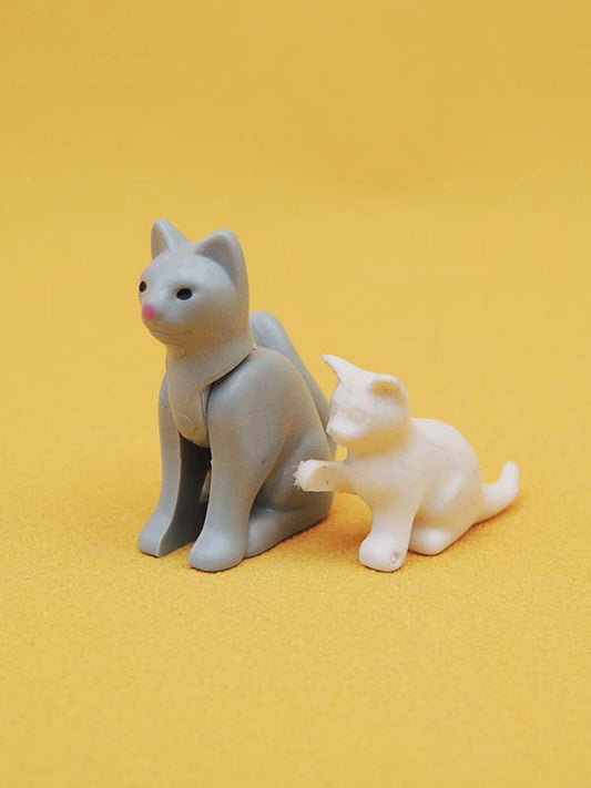 Maman Chat Grise & Chaton Blanc - Jouets Figurines Animaux Playmobil