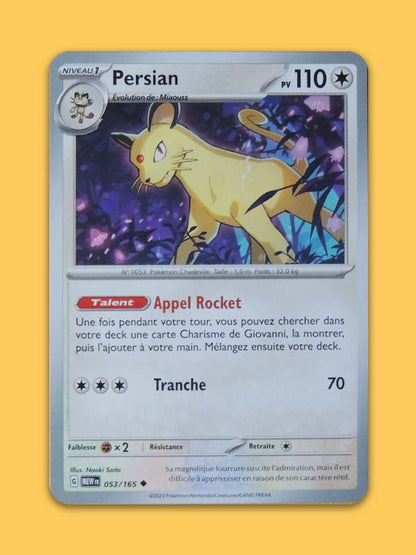 Pokémon - Persian - 053/165 - Écarlate et Violet - FR 2023