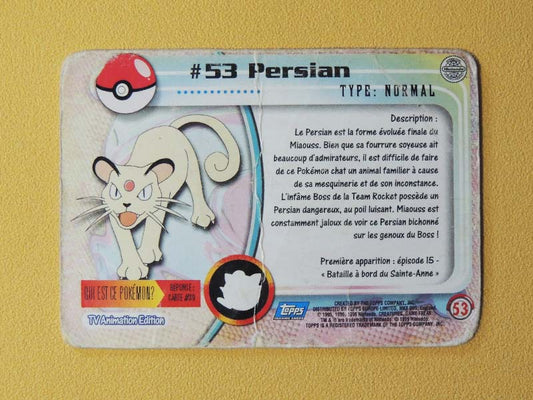 Pokémon - Persian N°53 - TOPPS Edition FR 1999