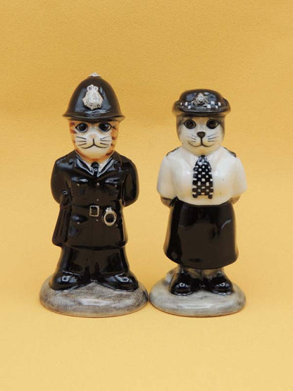 Salière et Poivrière Bobbies - Policiers Anglais Chat En Céramique