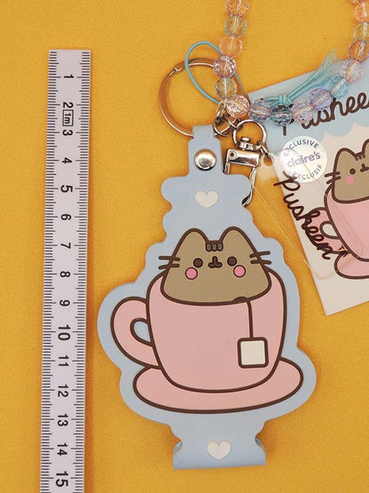 Pusheen - Porte Clé Chat Thé - Silicone et Perles