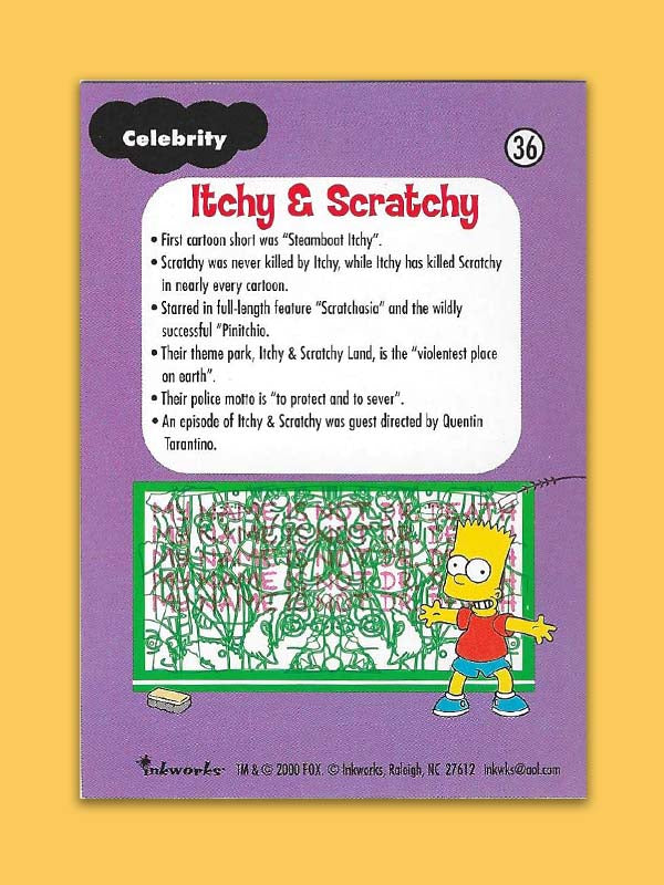 The Simpsons - Itchy & Scratchy N°36 - Anniversary Celebration Inkworks Trading Cards 2000