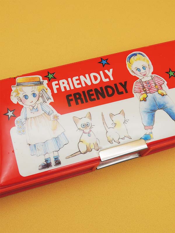 Trousse Multifonction Rétro FLOMO - Friendly Chat Rouge - Années 80 - Kawaii Japon Rétro