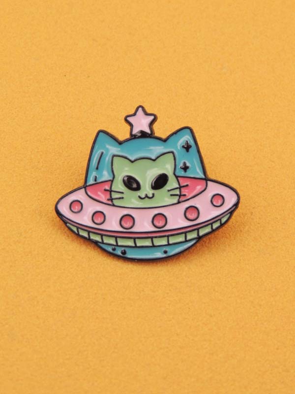 Chat Soucoupe Volante - Pin's Kawaii Chat Trop Cool