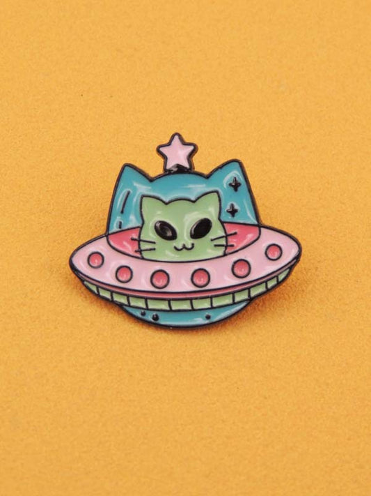 Chat Soucoupe Volante - Pin's Kawaii Chat Trop Cool
