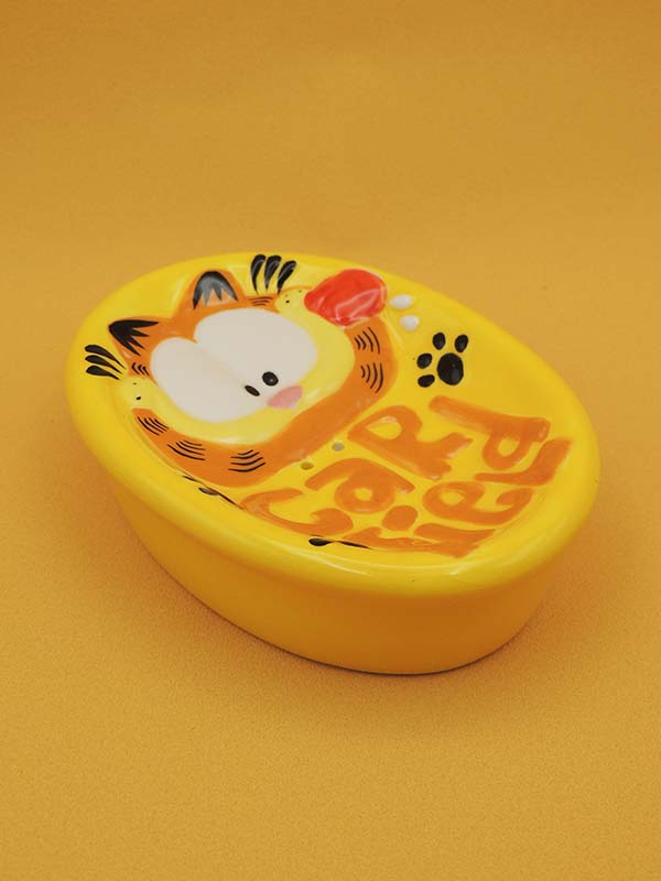 Garfield Porte Savon Jaune - Céramique Vintage Paws