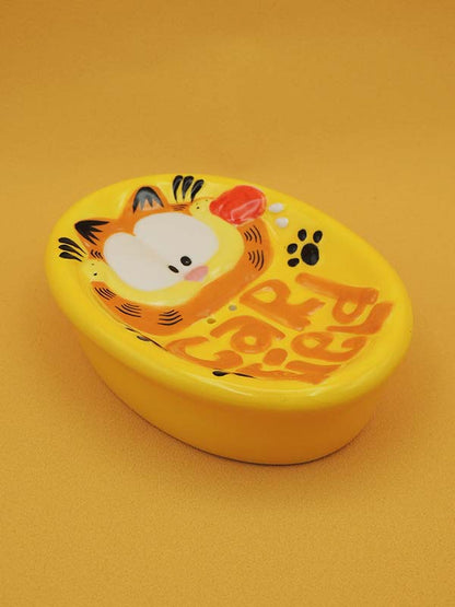 Garfield Porte Savon Jaune - Céramique Vintage Paws