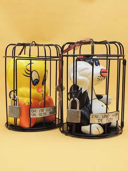 Titi & Grosminet - Lot 2 Tirelires En Cage Vintage 1980 RARE !