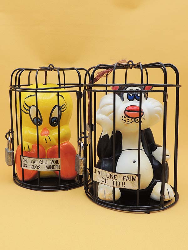 Titi & Grosminet - Lot 2 Tirelires En Cage Vintage 1980 RARE !