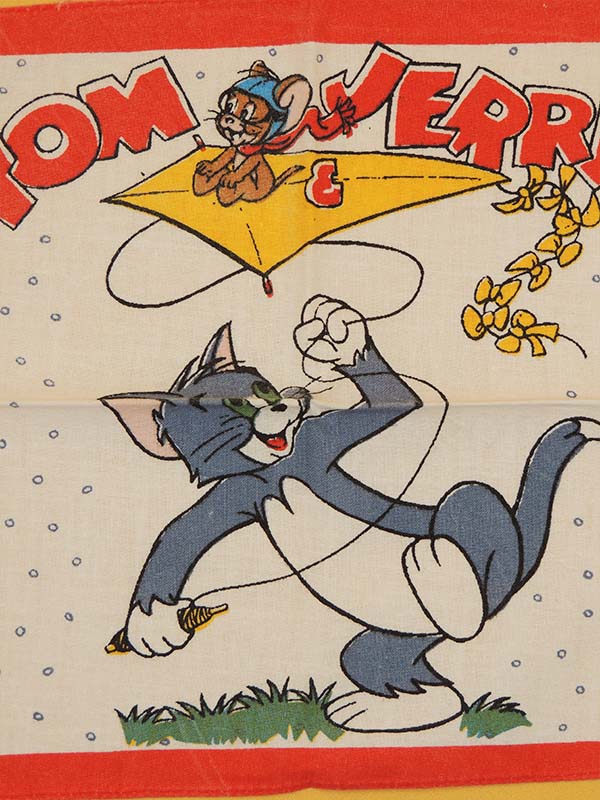 Tom & Jerry - Mouchoir Tissu Imprimé Loew's Rem - Vintage 1987