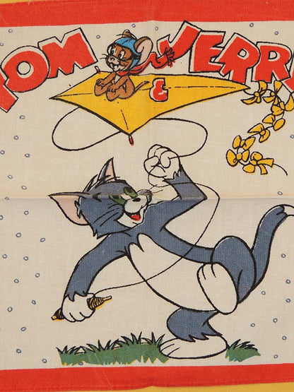 Tom & Jerry - Mouchoir Tissu Imprimé Loew's Rem - Vintage 1987