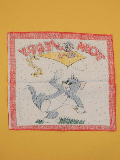 Tom & Jerry - Mouchoir Tissu Imprimé Loew's Rem - Vintage 1987