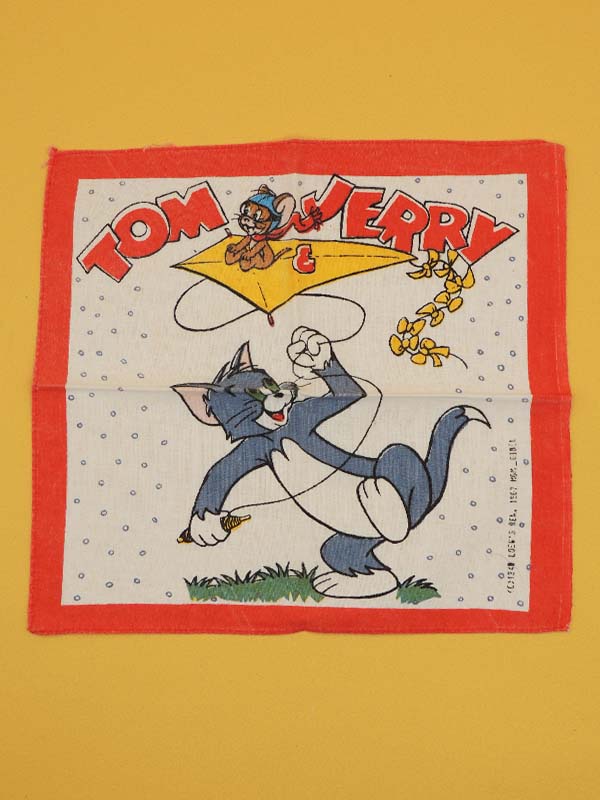 Tom & Jerry - Mouchoir Tissu Imprimé Loew's Rem - Vintage 1987